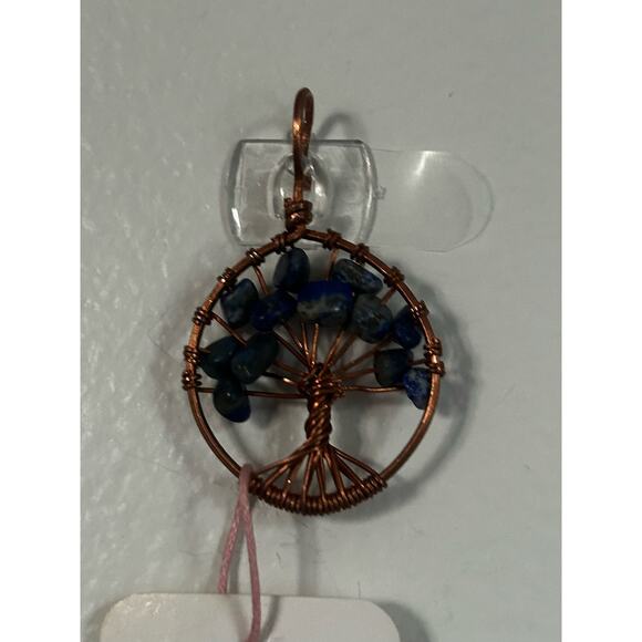 Handmade Copper and Serpentine Crystal Tree of life 3.5x2” Wall Decor - Picture 1 of 5